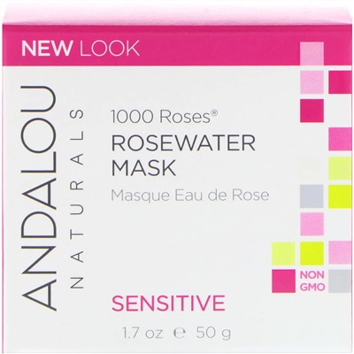 Andalou Naturals, 1000 Roses, косметическая маска с розовой водой, для чувствительной кожи, 50 г (1,7 унции)