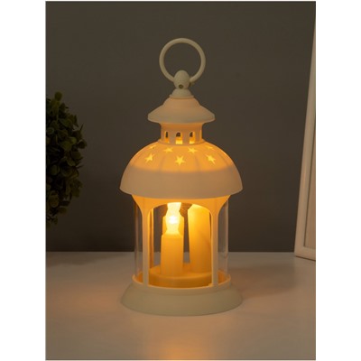 Светодиодная свеча в подсвечнике RISALUX «Свечи в звездах», LED-ночник, 1.5 Вт, 3×ААА, 12×12×23 см