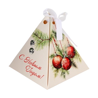 Бонбоньерка, новогодняя подарочная упаковка «Ягоды и игрушки», 7×7×7.5 см