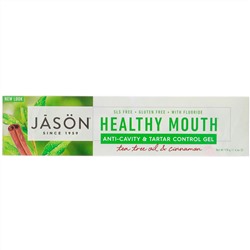 Jason Natural, Healthy Mouth, гель для защиты от кариеса и предупреждения появления зубного камня, масло чайного дерева и корица, 170 г (6 унций)