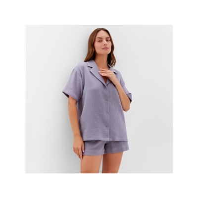 Пижама женская (рубашка, шорты) KAFTAN Basic, размер 48-50, серая