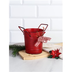 Ведерко для сервировки с эффектом старения 10х11х8,5см/ YW05 /уп 144/ Новогоднее/ Красное