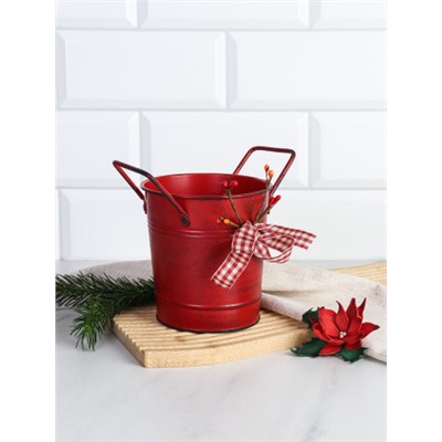Ведерко для сервировки с эффектом старения 10х11х8,5см/ YW05 /уп 144/ Новогоднее/ Красное