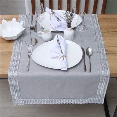 Дорожка на стол Этель со стразами, 50×100 ±5 см, серая, п/э