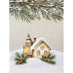 Пакет подарочный новогодний ламинированный, «Новогодний домик», 26×12×32 см