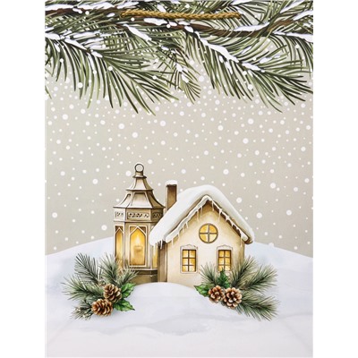 Пакет подарочный новогодний ламинированный, «Новогодний домик», 26×12×32 см