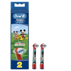 Насадки для ДЕТСКИХ электрических зубных щеток Oral-B Stages Kids Микки Mickey Mouse (2 шт) (для девочек и мальчиков)