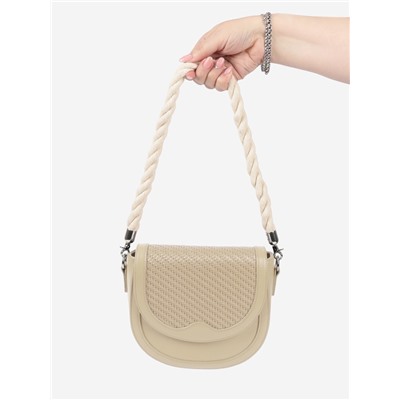 Ручка для сумки, канат, 60×1.5 см, с карабинами, цвет кремовый, серебряный