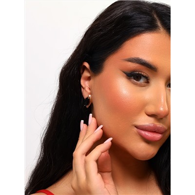 Серьги с крупным камнем ювелирная бижутерия коллекция "Дубай" покрытие: позолота, вставка: фианиты, цвет: черный, арт.314.376