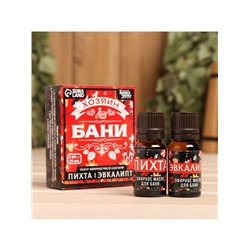 Набор эфирных масел «Хозяин бани», в подарочной коробке, пихта, эвкалипт, 2 шт. по 10 мл