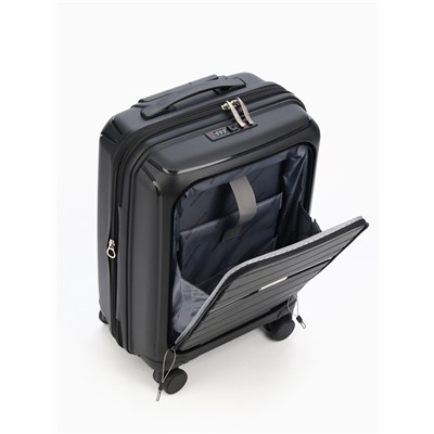 Чемодан на колёсах Bagvoyage маленький 46 л (S), на молнии, с увеличением, отдел для ноутбука, кодовый замок, 4 колеса, чёрный