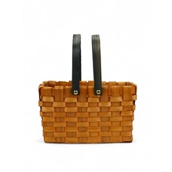 Корзина плетёная для хранения, 28×23×16 см, ручка h=15 см, деревянная, коричневая, Greengo