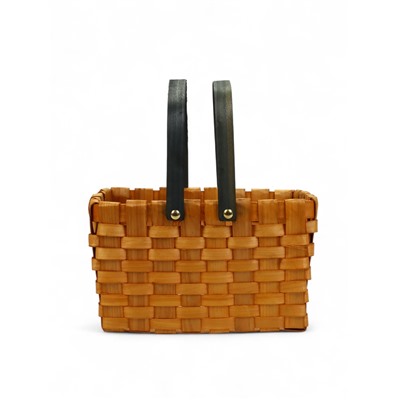 Корзина плетёная для хранения, 28×23×16 см, ручка h=15 см, деревянная, коричневая, Greengo