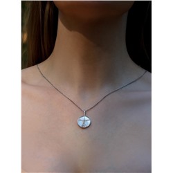 Подвеска из серебра с перламутром и фианитами родированная - Эйфелева башня 925 пробы П-2690-Р