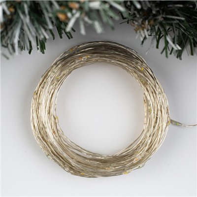 УЦЕНКА Гирлянда «Нить», 20 м, роса, IP20, 200 LED, 12 В, серебристая нить, свечение мульти