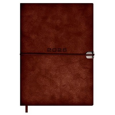 Ежедневник 2026 г. А5 352 стр. 70274 "ТИВОЛИ ГЛОСС КОРИЧНЕВЫЙ. #ДУМАЙ КАК МИЛЛИАРДЕР" кожзам,застёж-резинка Феникс