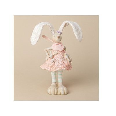 Фигурка декоративная КРОЛИК 10*10*29,5см, полистоун/текстиль