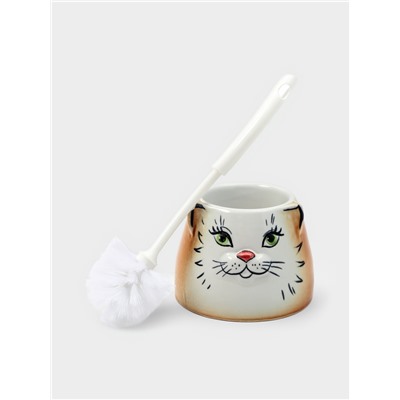 Ёршик для унитаза с подставкой «Кошка», фарфор, МИКС