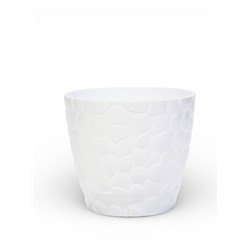 Горшок для цветов с поддоном «Камешки», 5 л, пластиковый, белый
