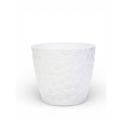 Горшок для цветов с поддоном «Камешки», 5 л, пластиковый, белый