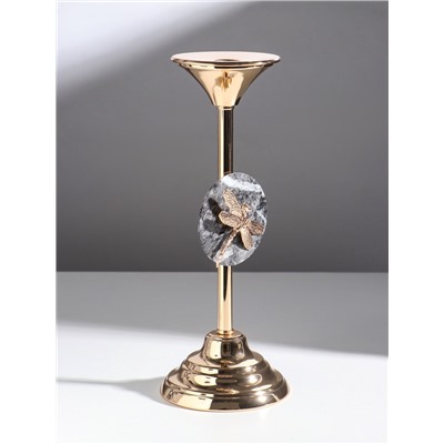 Металлический подсвечник на 1 свечу «Стрекоза», золото, d=2.2 см, 11.5×11.5×29 см