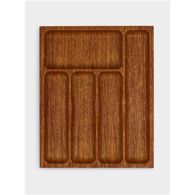 Лоток для столовых приборов в ящик BARONESS «Вуди», 36×29×5 см, 5 отделений, пластик, коричневый