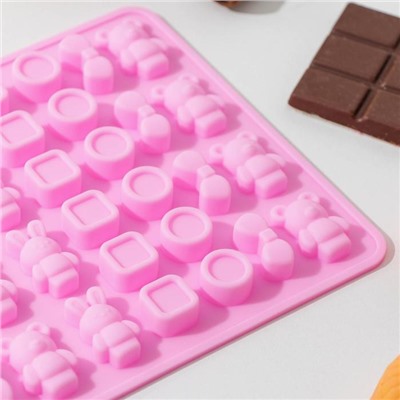 Форма для мармелада «Игрушки», силикон, 20.7×13.7×1 см, 48 ячеек, цвет МИКС