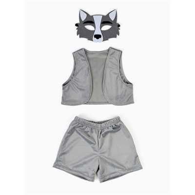 Карнавальный костюм «Волчонок», жилет, шорты, маска фетр, рост 92-116 см