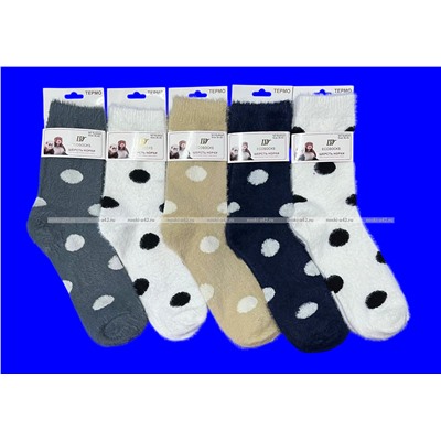 Ecosocks носки женские ангора НОРКА ШЕРСТЬ высокие ГОРОХ арт. 6624