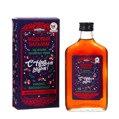 Новогодний безалкогольный алтайский медовый бальзам на травах Vitamuno «Иммуно-витаминный», 250 мл