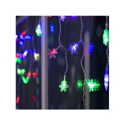 Гирлянда «Бахрома» 1.8×0.5 м с насадками «Снежинки», IP20, прозрачная нить, 48 LED, свечение мульти (RG/RB), мигание, 220 В