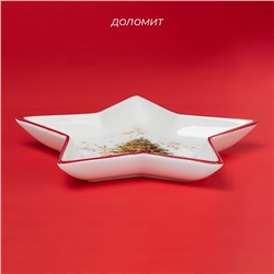 Тарелка новогодняя Доляна «Волшебное дерево», керамика, 24,5×23,5×3,5 см, цвет белый