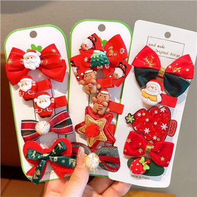 Набор детских Новогодних заколок 5 штук