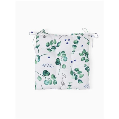 Подушка на стул «Доляна» Eucalyptus, 42×42×7 см, белая