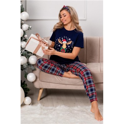 Пижама Лось (Темно-синий/зеленая клетка)