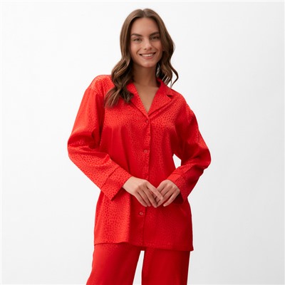 Пижама женская (рубашка, брюки) KAFTAN «Леопард», красная, размер 52-54
