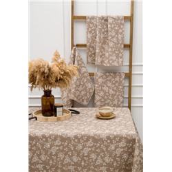 Скатерть Розы на льне (Коричневый)
