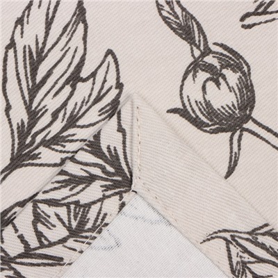 Дорожка на стол Этель Black flowers 40×149 см, 100% хлопок, саржа 190 г/м², серая