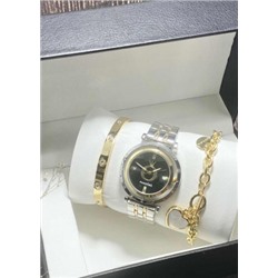 Подарочный набор для женщин часы, 2 браслета + коробка #22852955