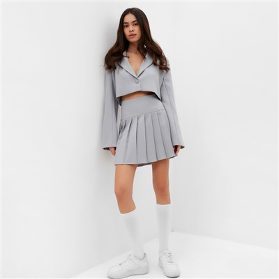 Юбка мини в складку женская MIST Base, размер 46, серая