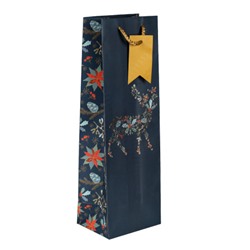 Пакет подарочный 12х36х9см под бутылку / 9069 /уп 12/600/Новый год
