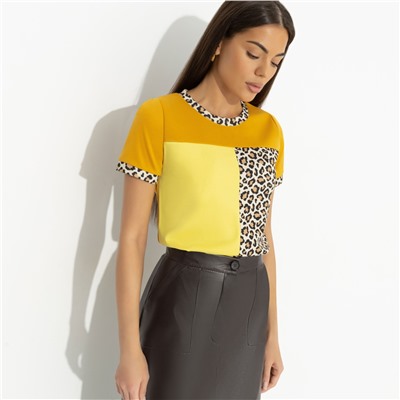 Футболка комбинированная, Стильное сочетание (оранжевая)