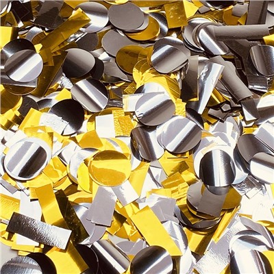 Пневмохлопушка CM009 "Серебристо-Золотой" /  Silver-Gold Konfetti (золотое и серебряное конфетти, фольга) 30см