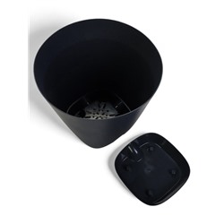 Горшок для цветов «Гранд», 28 л, d=37 см, h=38 см, пластиковый, с прикорневым поливом, графитовый