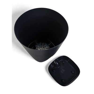 Горшок для цветов «Гранд», 28 л, d=37 см, h=38 см, пластиковый, с прикорневым поливом, графитовый