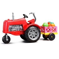 Трактор "Ферма" с фруктами и овощами, в коробке