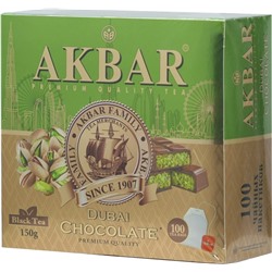 AKBAR. Черный. «Дубайский шоколад» карт.упаковка, 100 пак.