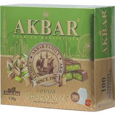 AKBAR. Черный. «Дубайский шоколад» карт.упаковка, 100 пак.