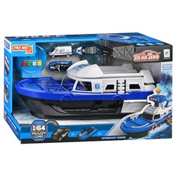 Катер в комплекте с машиной, синий, в коробке