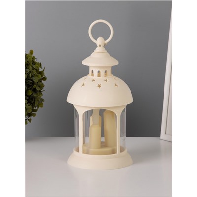 Светодиодная свеча в подсвечнике RISALUX «Свечи в звездах», LED-ночник, 1.5 Вт, 3×ААА, 12×12×23 см